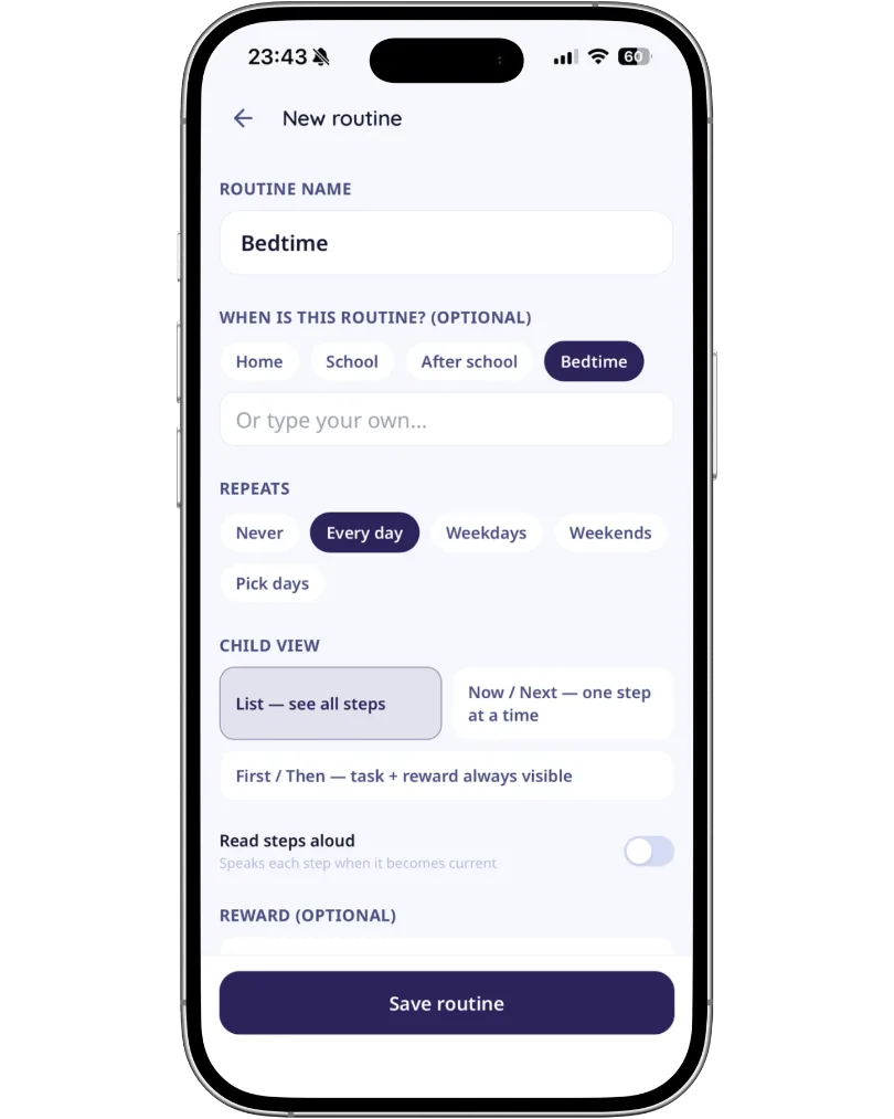 Genovi app — creating a new routine, step by step